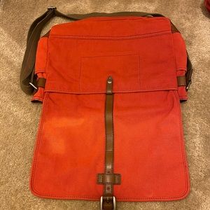 FOSSIL Red Canvas Messenger Bag w/ Leather accents